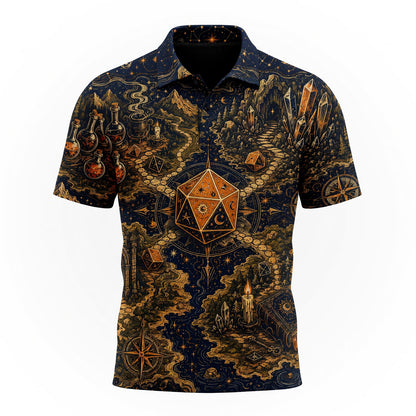 Mystic Dice Map AOP T-Shirt - Fantasy RPG Adventure Apparel