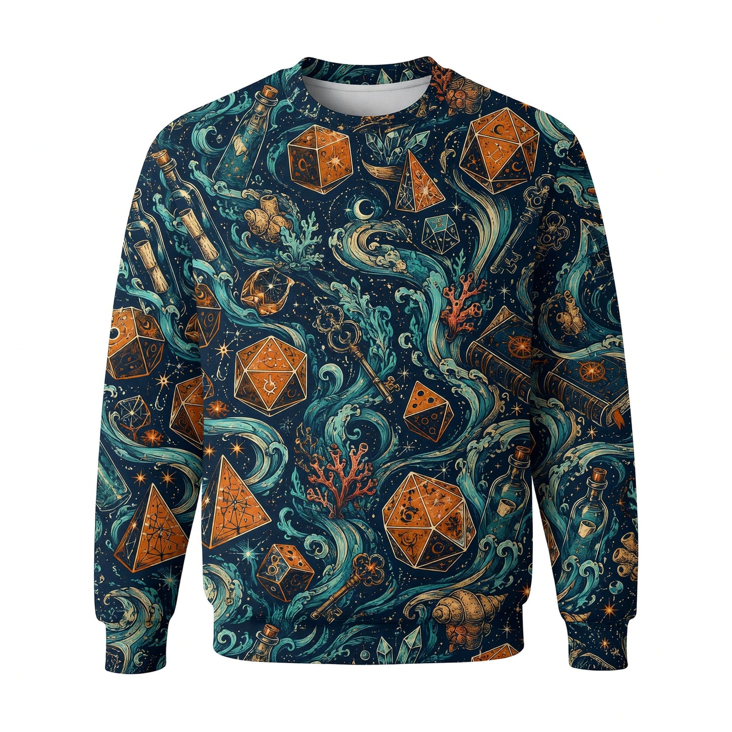 Mystic Ocean Dice AOP T-Shirt - Fantasy Underwater RPG Pattern