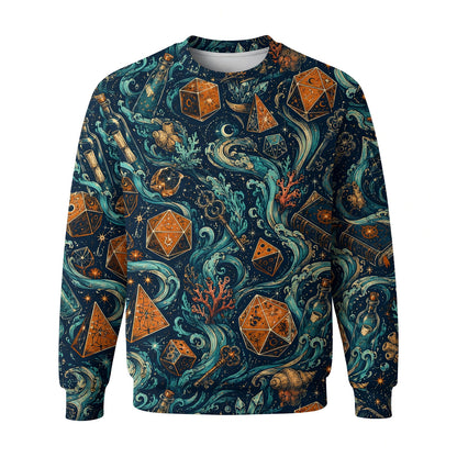 Mystic Ocean Dice AOP T-Shirt - Fantasy Underwater RPG Pattern