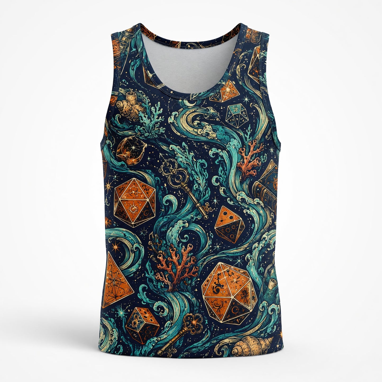 Mystic Ocean Dice AOP T-Shirt - Fantasy Underwater RPG Pattern