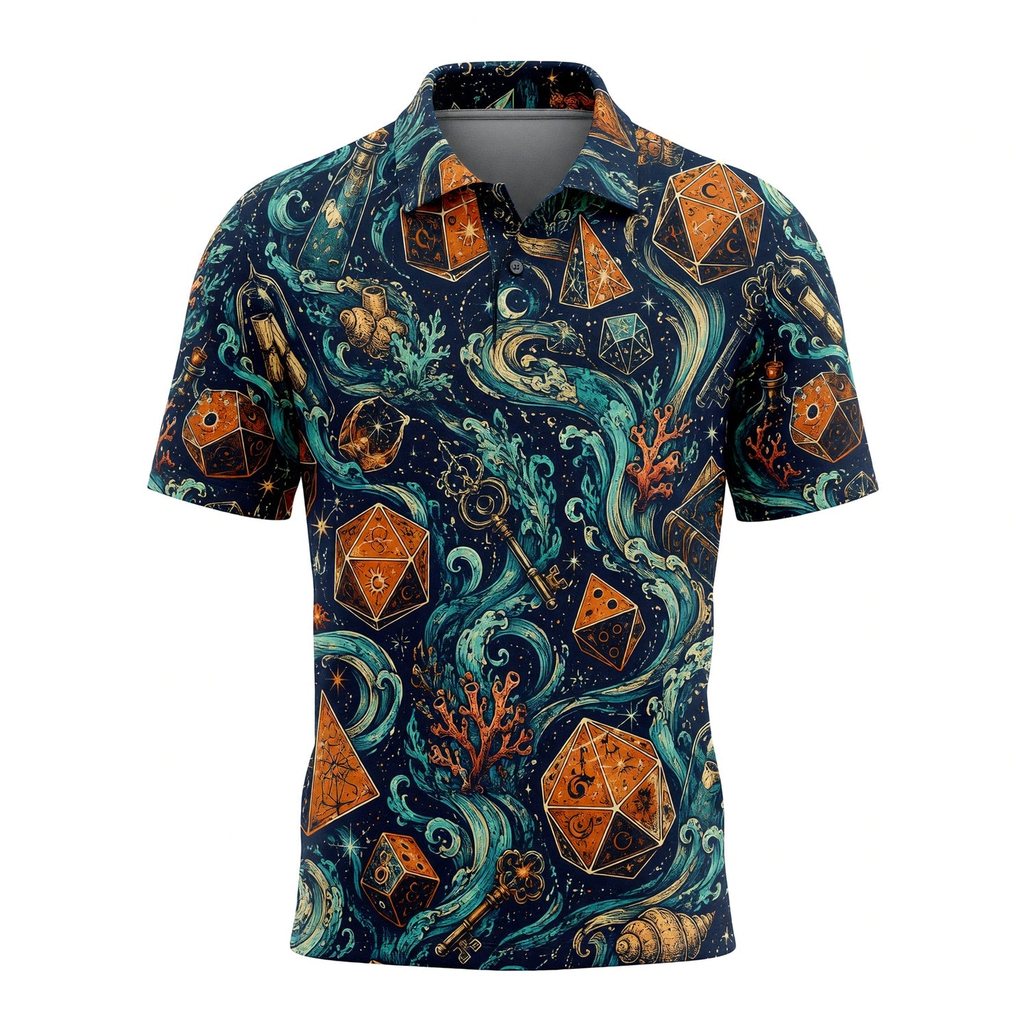 Mystic Ocean Dice AOP T-Shirt - Fantasy Underwater RPG Pattern