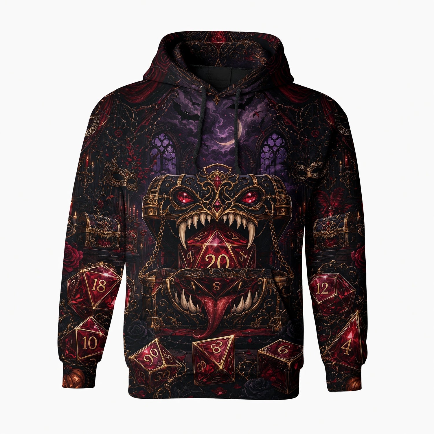 Gothic D20 Dice AOP T-Shirt - Dark Fantasy RPG Halloween