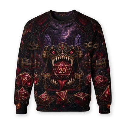 Gothic D20 Dice AOP T-Shirt - Dark Fantasy RPG Halloween