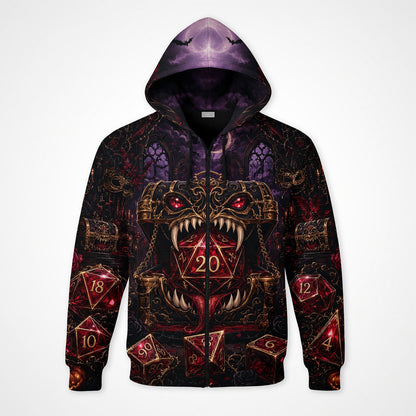 Gothic D20 Dice AOP T-Shirt - Dark Fantasy RPG Halloween