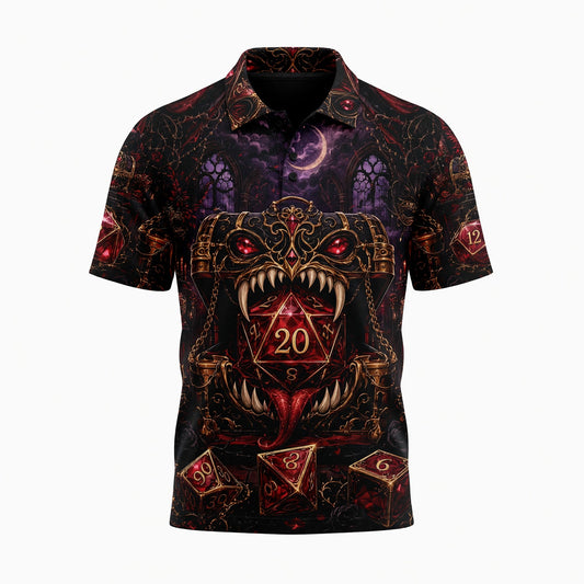 Gothic D20 Dice AOP T-Shirt - Dark Fantasy RPG Halloween