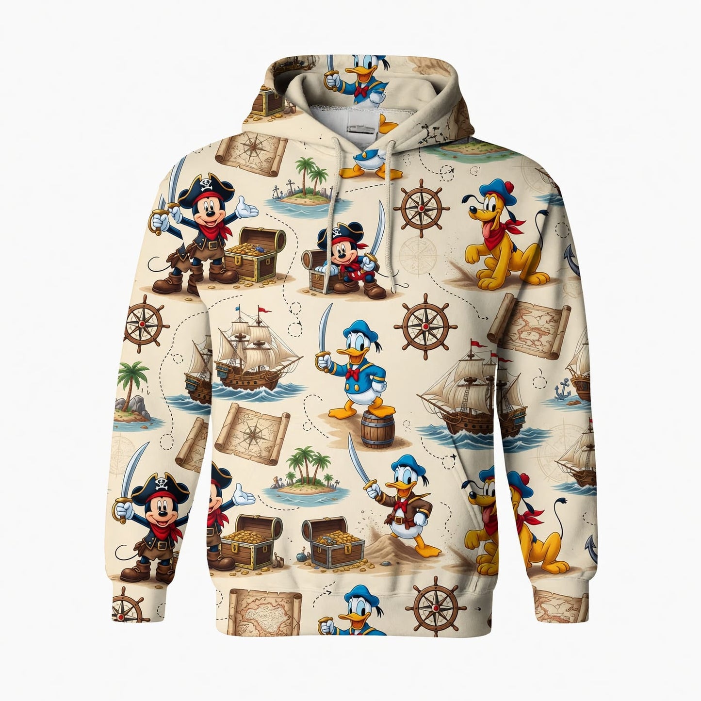Pirate Mouse AOP T-Shirt - Vintage Treasure Map Pattern
