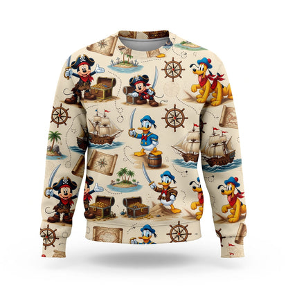 Pirate Mouse AOP T-Shirt - Vintage Treasure Map Pattern