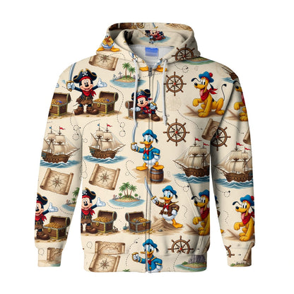 Pirate Mouse AOP T-Shirt - Vintage Treasure Map Pattern