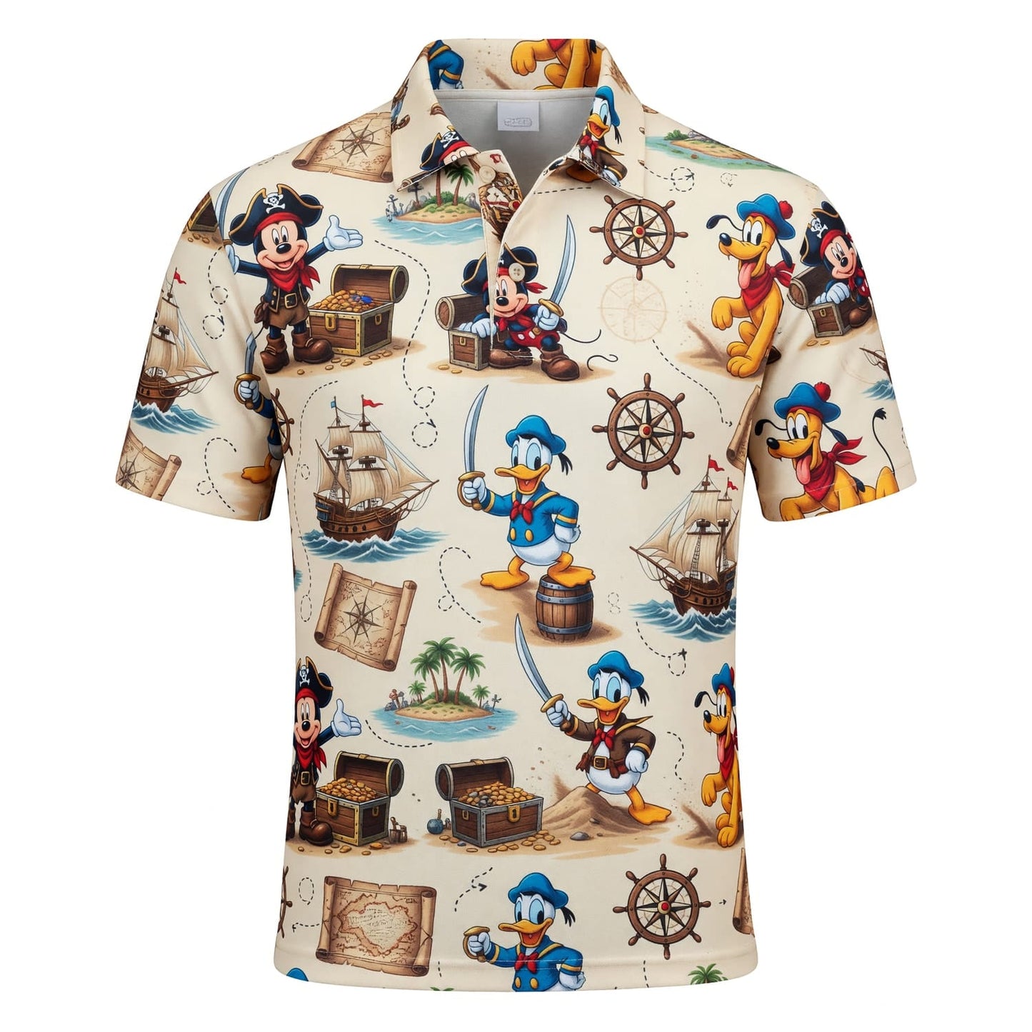 Pirate Mouse AOP T-Shirt - Vintage Treasure Map Pattern