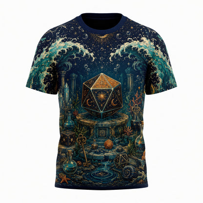 Fantasy Dungeon D20 T-Shirt - Mystic Ocean Fantasy RPG Apparel