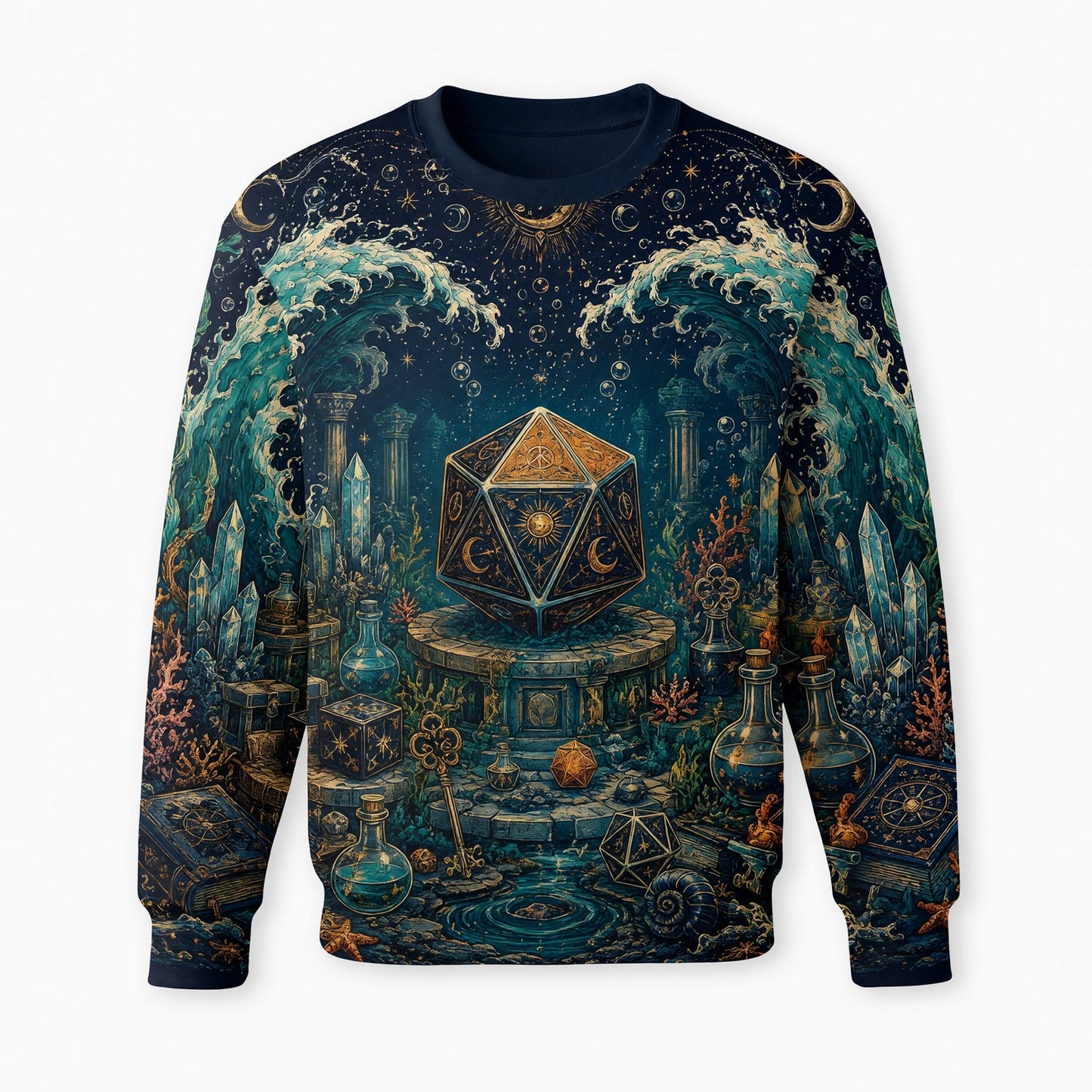 Fantasy Dungeon D20 T-Shirt - Mystic Ocean Fantasy RPG Apparel