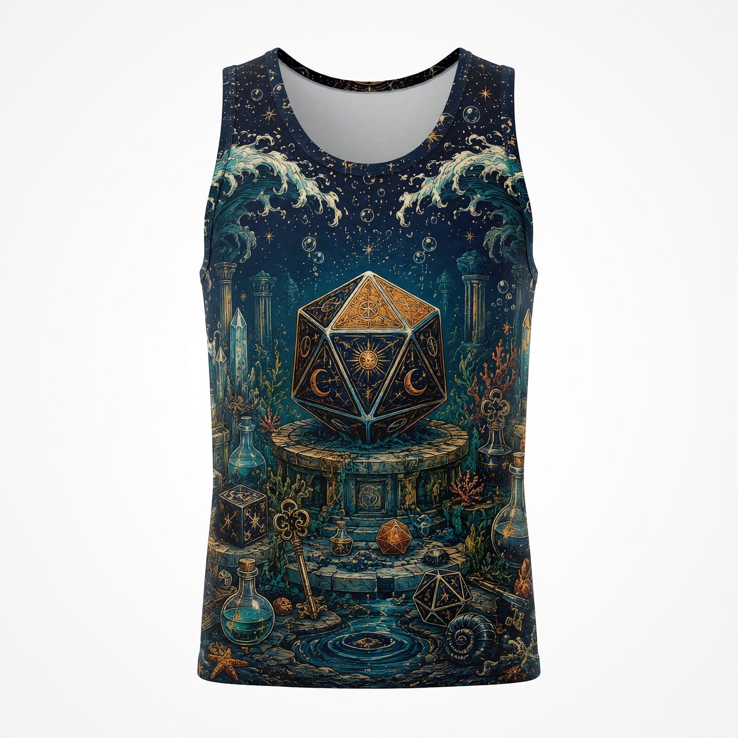 Fantasy Dungeon D20 T-Shirt - Mystic Ocean Fantasy RPG Apparel