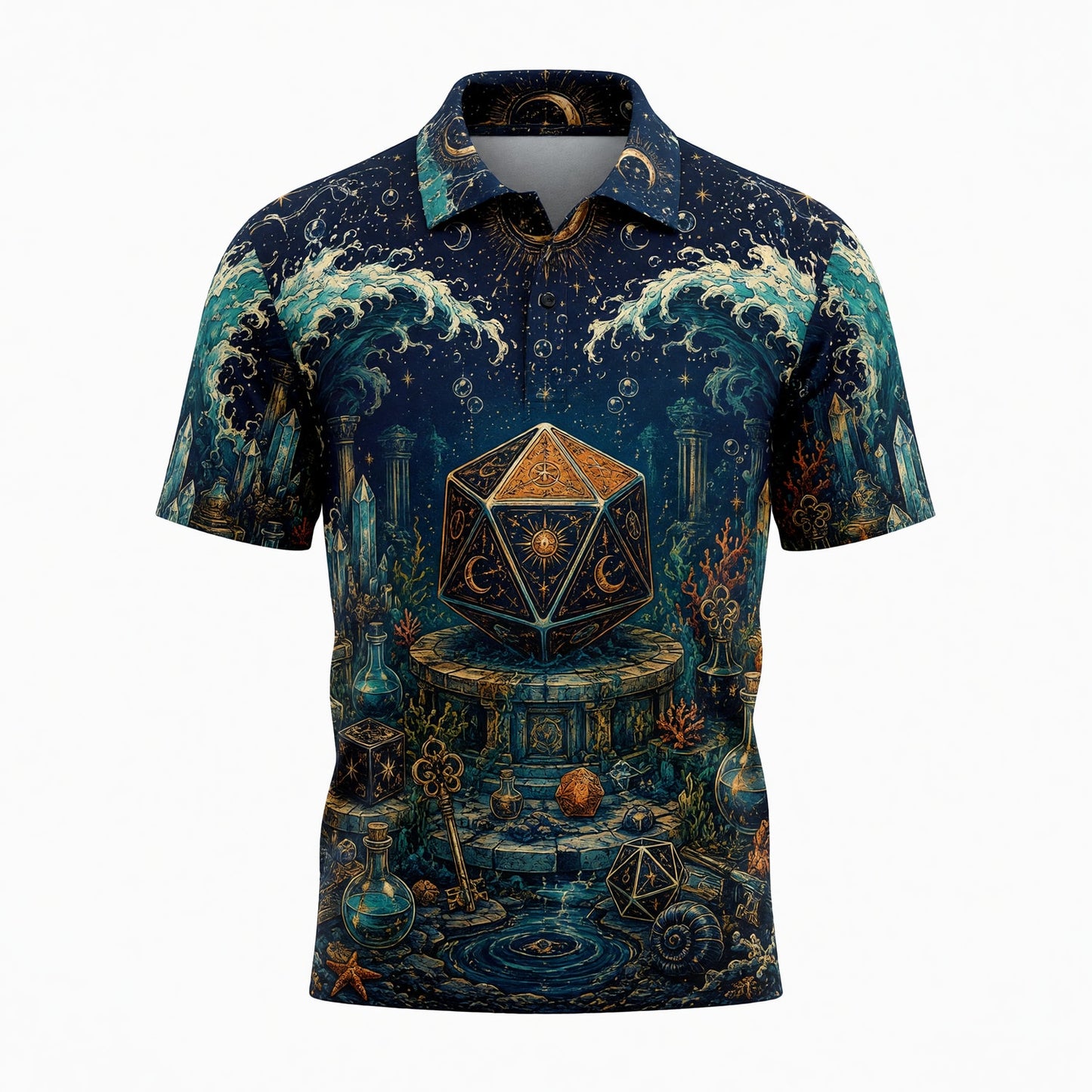 Fantasy Dungeon D20 T-Shirt - Mystic Ocean Fantasy RPG Apparel