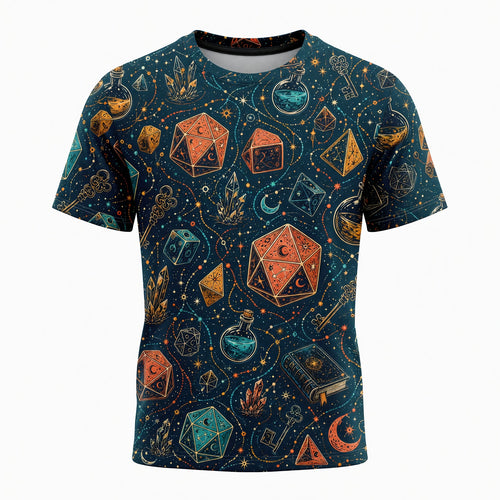 Dice Magic AOP T-Shirt - Fantasy RPG Mystic Pattern