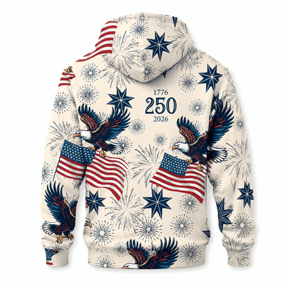 America 250 Fireworks Eagle Patriotic Apparel - AOPLYM8P001