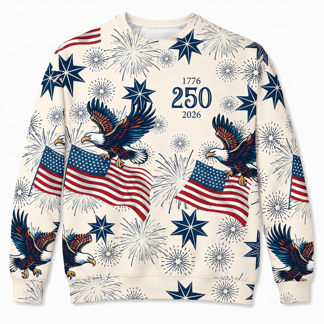America 250 Fireworks Eagle Patriotic Apparel - AOPLYM8P001