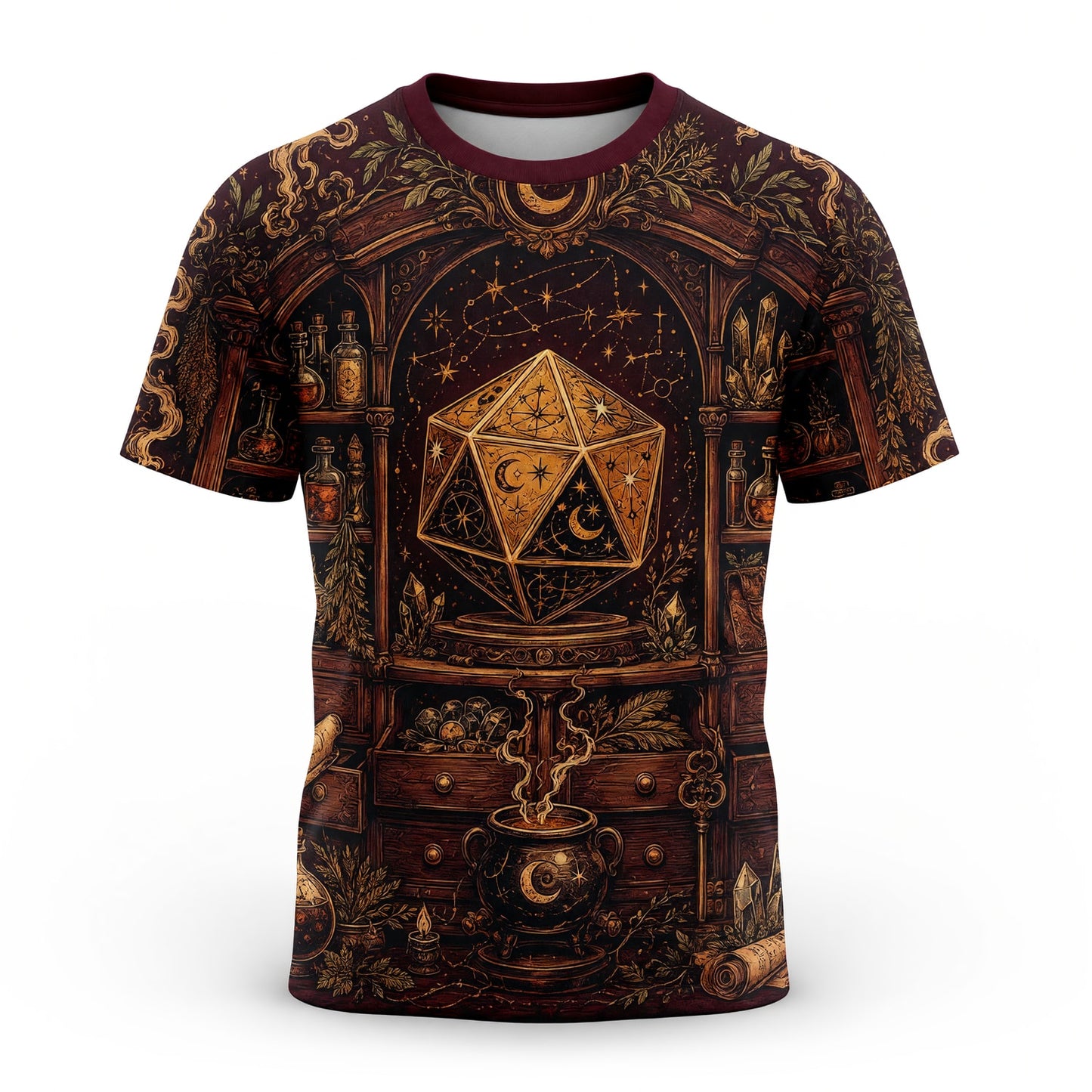 Fantasy Dungeon D20 Dice T-Shirt - Mystic Alchemy Fantasy Apparel