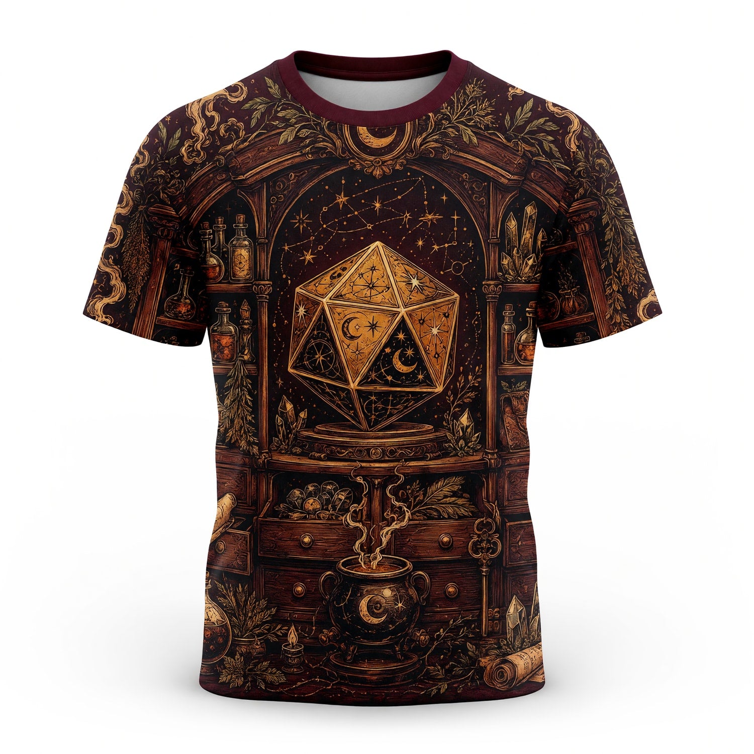 Fantasy Dungeon D20 Dice T-Shirt - Mystic Alchemy Fantasy Apparel