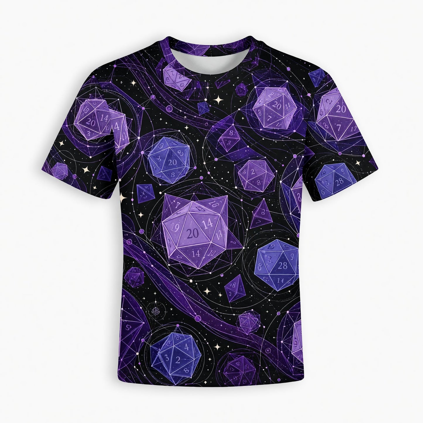 Fantasy Dungeon Dice AOP T-Shirt - Purple Cosmic Space Galaxy