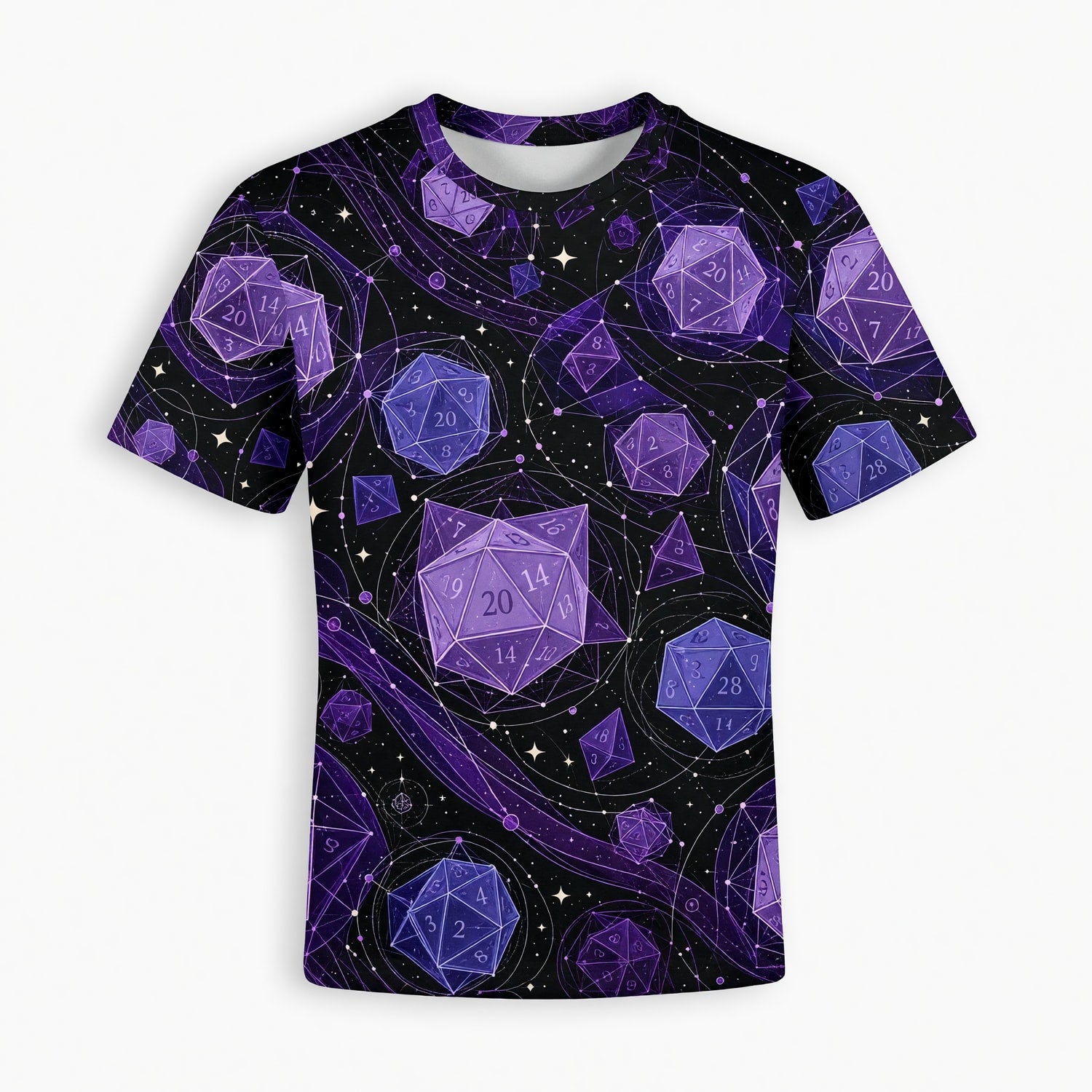 Fantasy Dungeon Dice AOP T-Shirt - Purple Cosmic Space Galaxy
