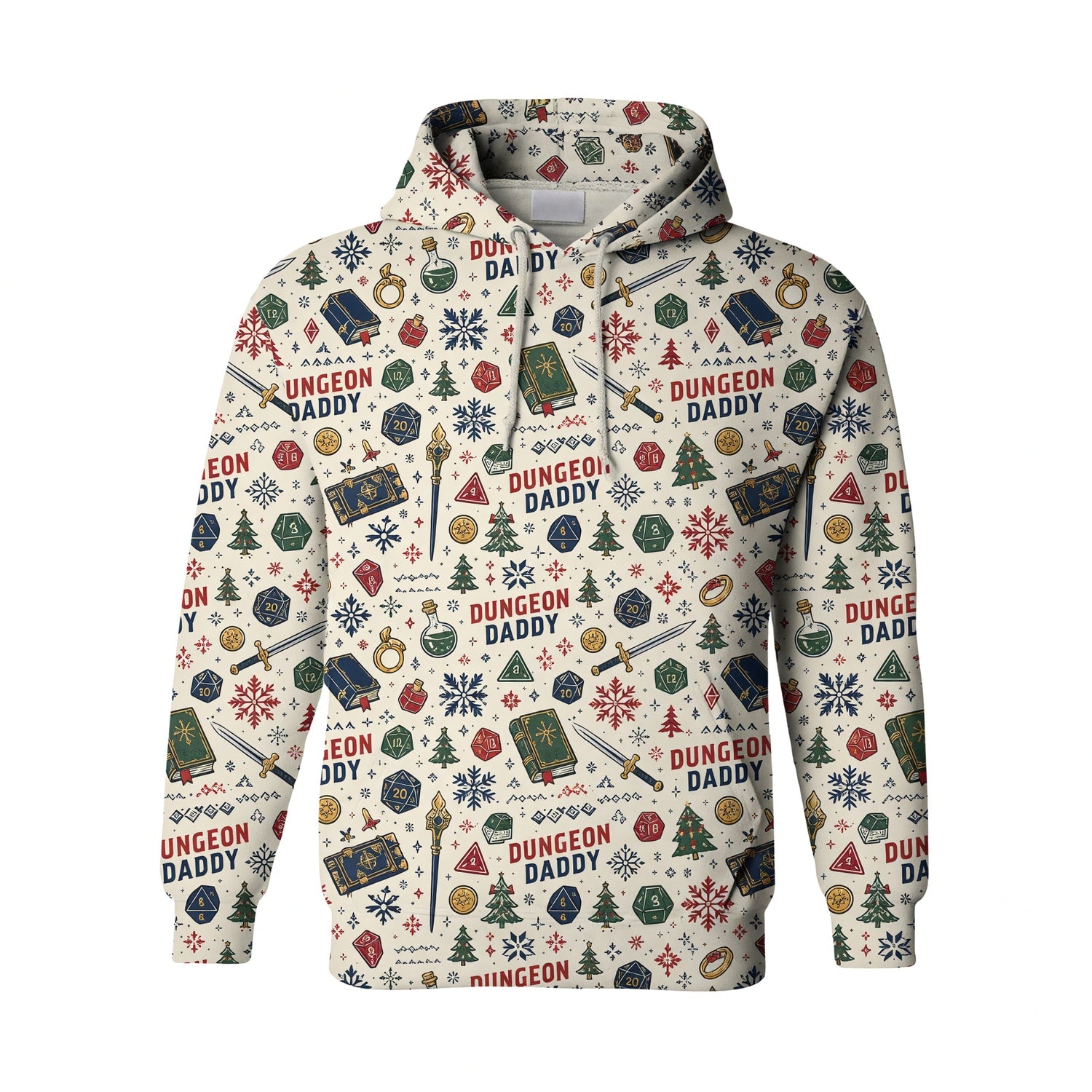 Dungeon Daddy Christmas AOP T-Shirt - Holiday Pattern Apparel