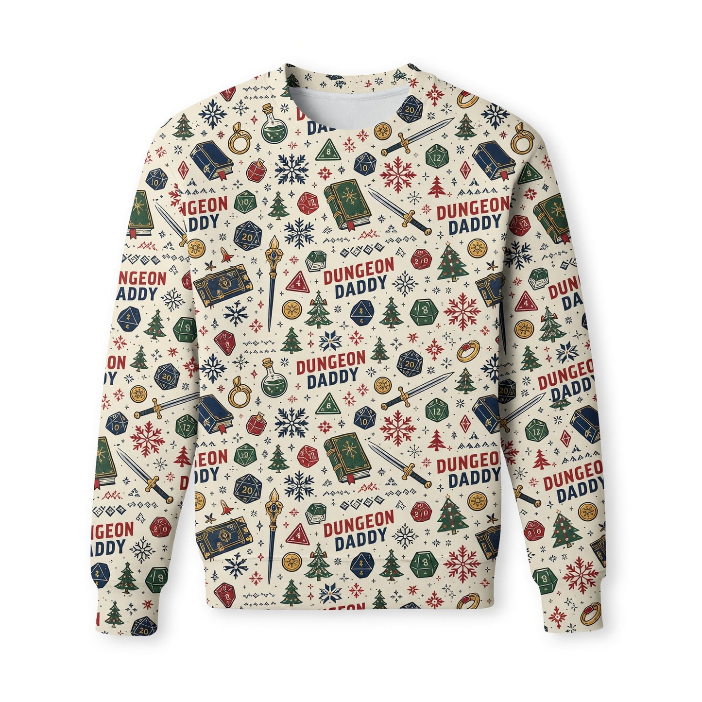 Dungeon Daddy Christmas AOP T-Shirt - Holiday Pattern Apparel