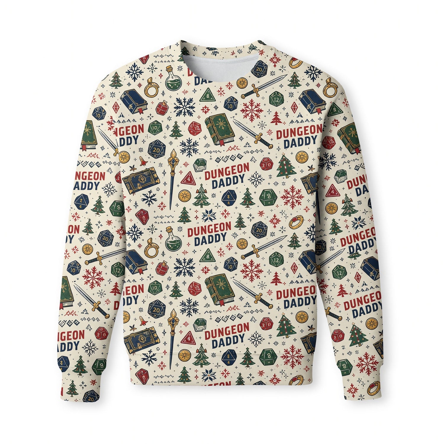 Dungeon Daddy Christmas AOP T-Shirt - Holiday Pattern Apparel