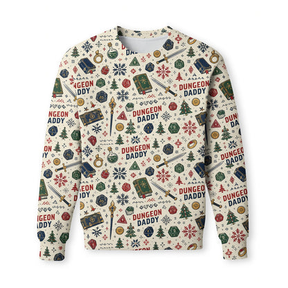 Dungeon Daddy Christmas AOP T-Shirt - Holiday Pattern Apparel