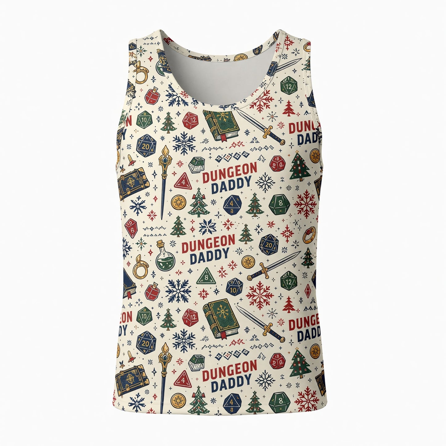 Dungeon Daddy Christmas AOP T-Shirt - Holiday Pattern Apparel