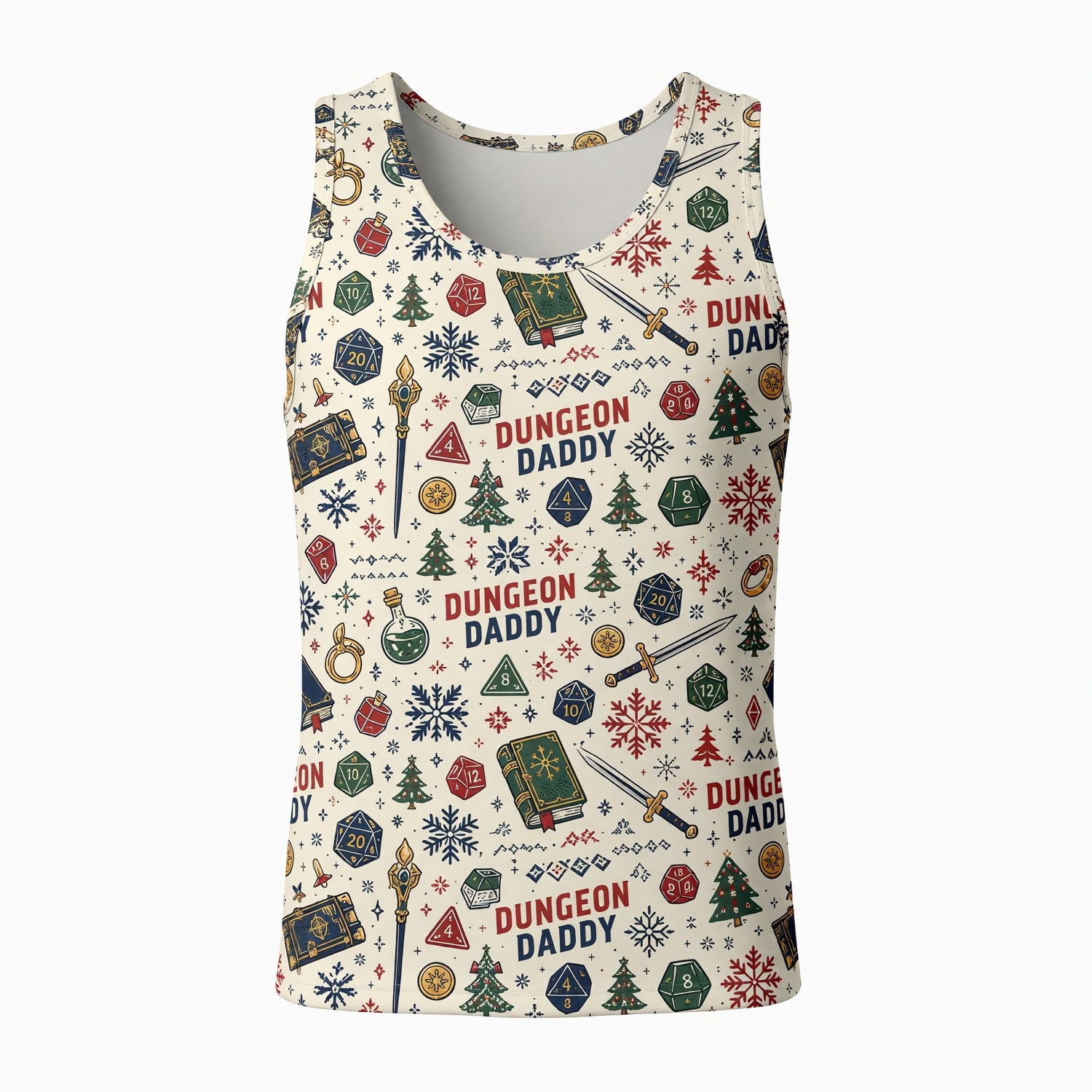 Dungeon Daddy Christmas AOP T-Shirt - Holiday Pattern Apparel