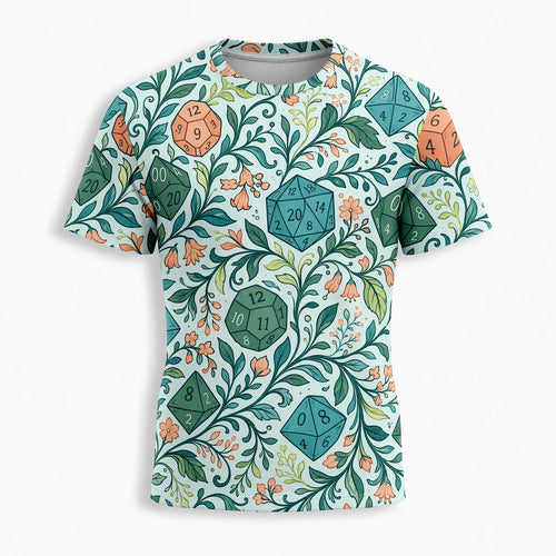 Dice Floral AOP T-Shirt - Botanical Fantasy RPG Apparel
