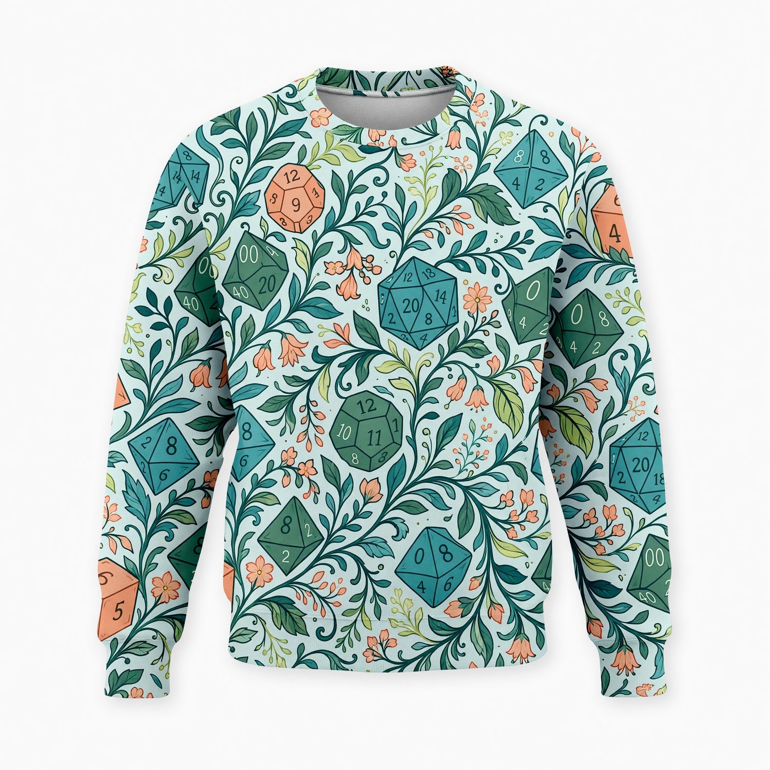 Dice Floral AOP T-Shirt - Botanical Fantasy RPG Apparel