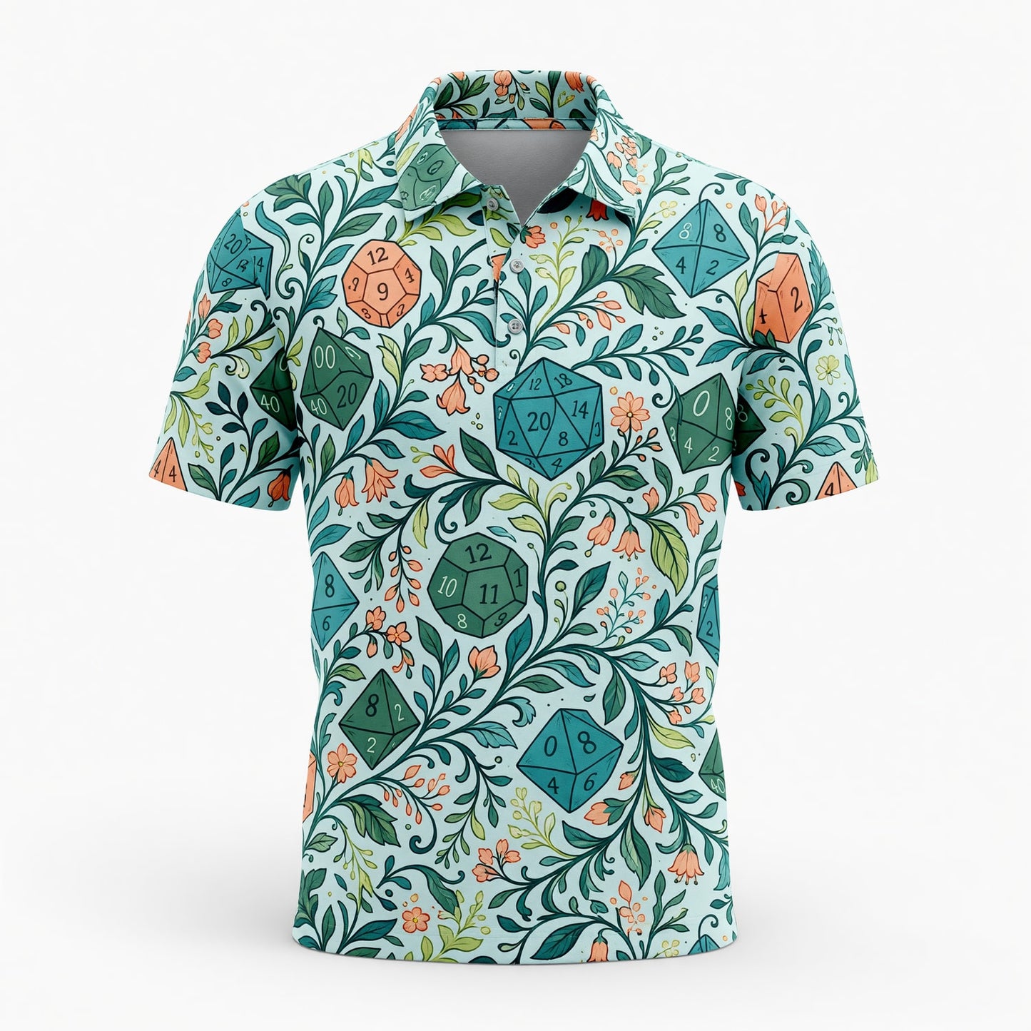 Dice Floral AOP T-Shirt - Botanical Fantasy RPG Apparel