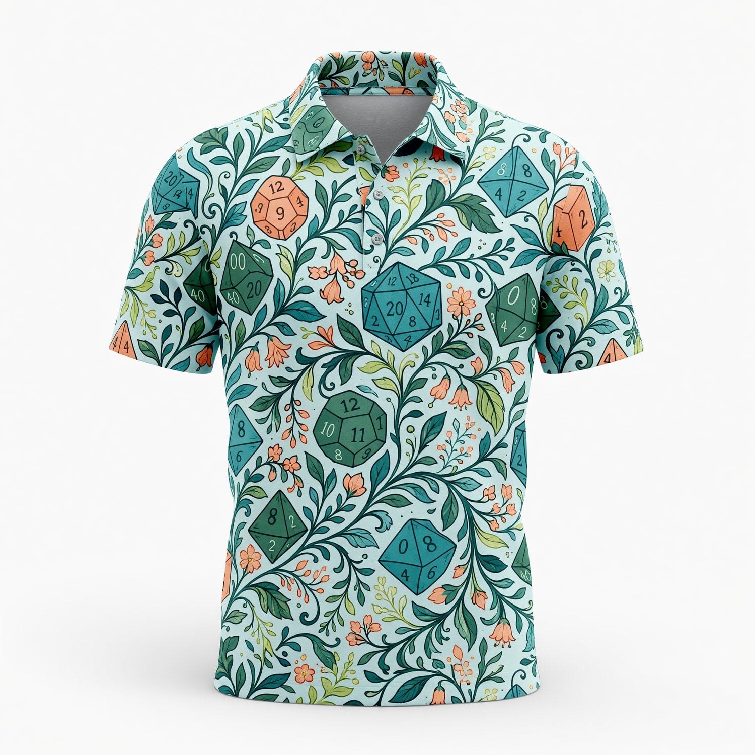 Dice Floral AOP T-Shirt - Botanical Fantasy RPG Apparel