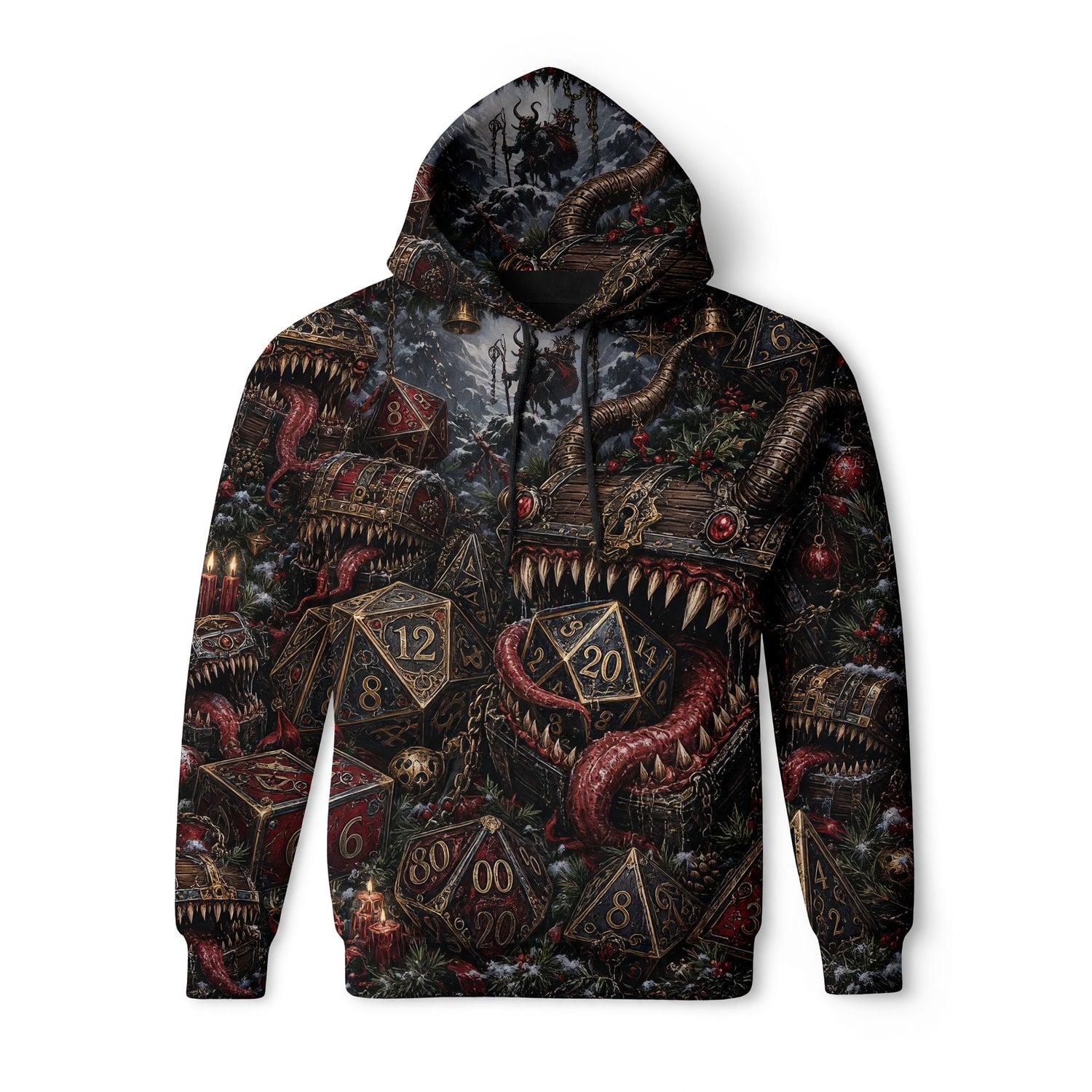 Mimic Christmas AOP T-Shirt - Fantasy Dice Holiday Streetwear
