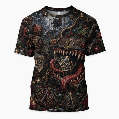 Mimic Christmas AOP T-Shirt - Fantasy Dice Holiday Streetwear