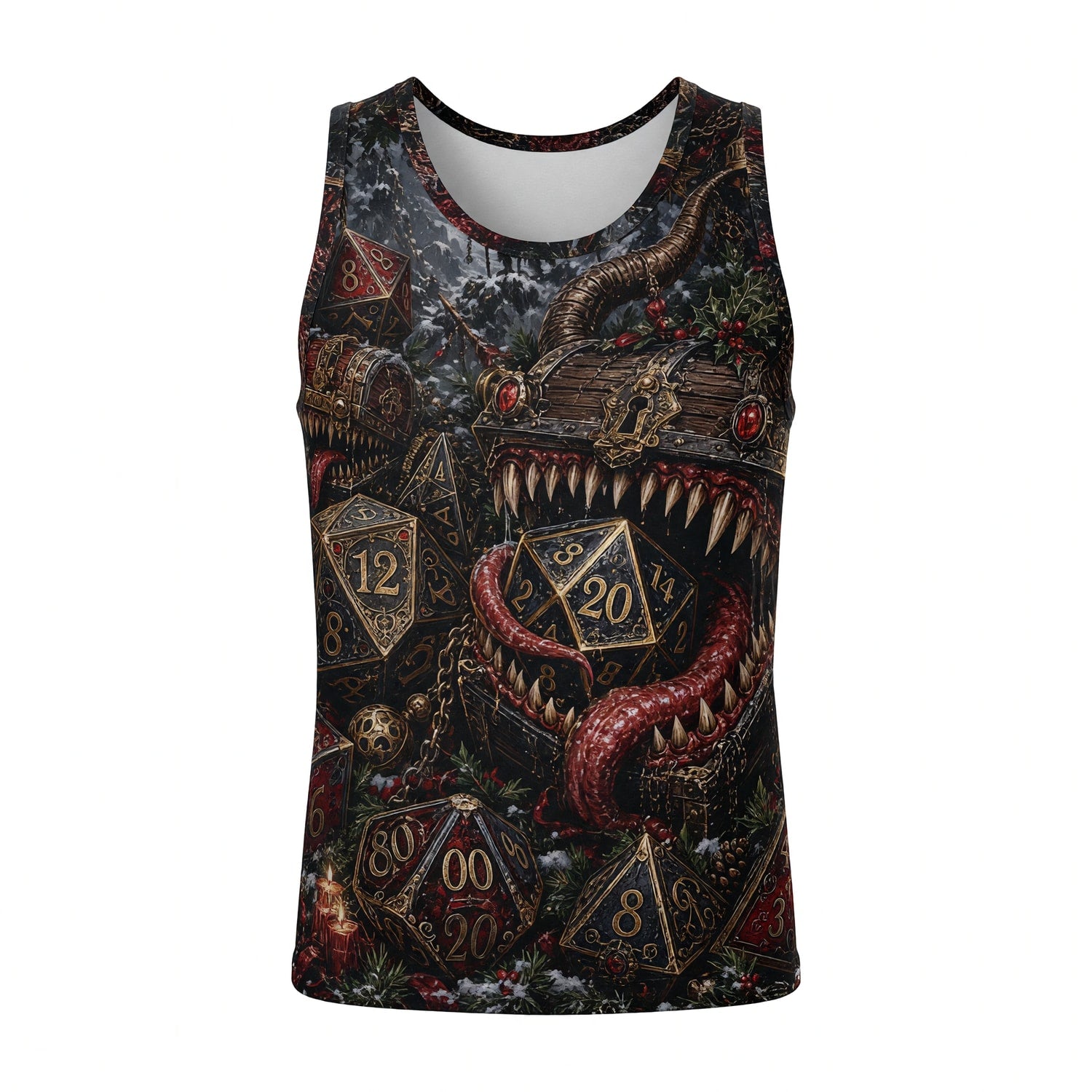 Mimic Christmas AOP T-Shirt - Fantasy Dice Holiday Streetwear
