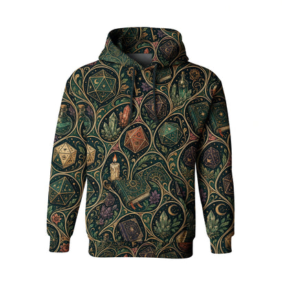 Mystic D20 Dice AOP T-Shirt - Fantasy Witchcraft Pattern