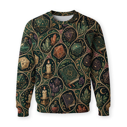 Mystic D20 Dice AOP T-Shirt - Fantasy Witchcraft Pattern