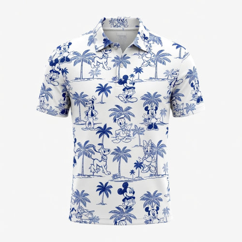 Tropical Toile Mouse & Friends Blue Palm Tree AOP Apparel