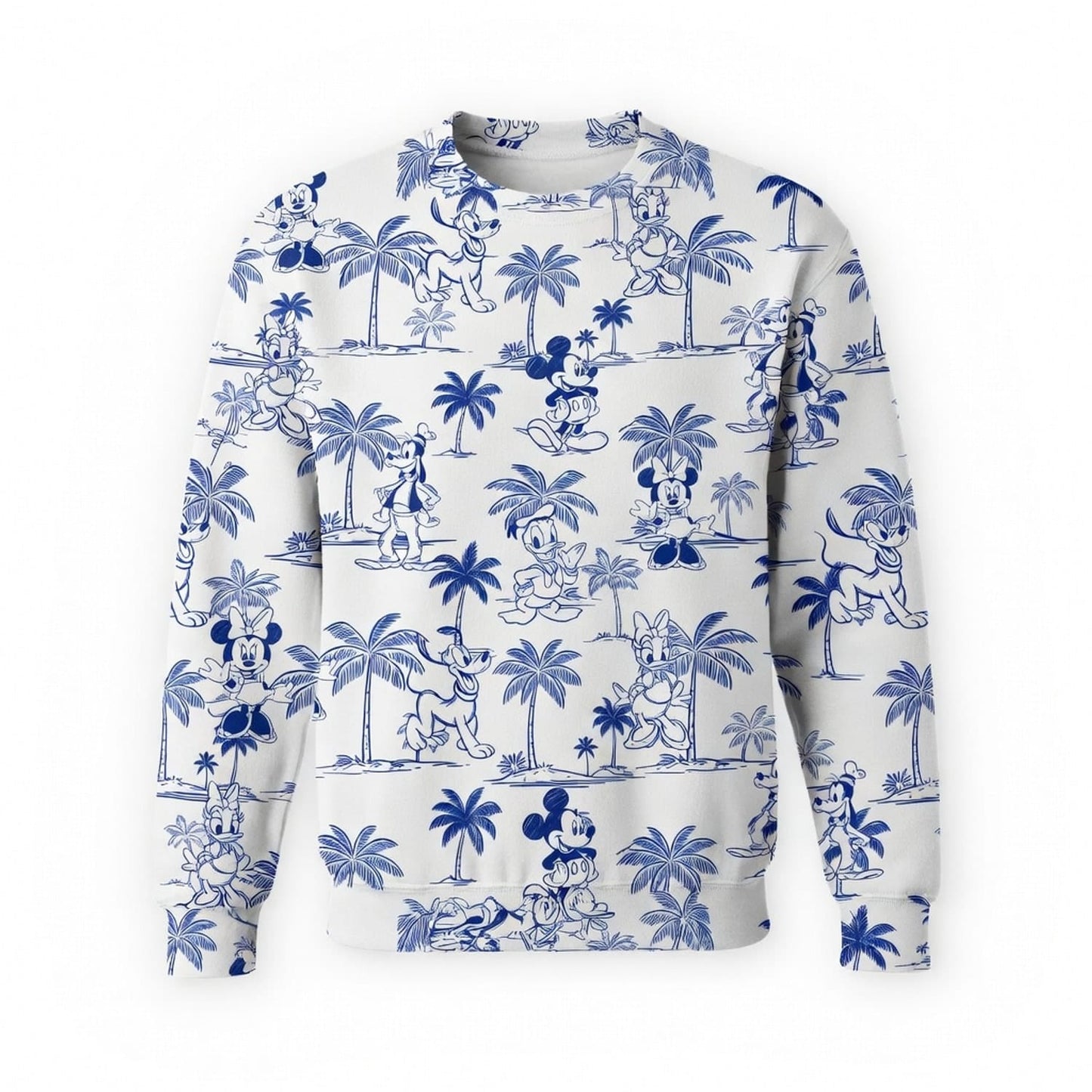 Tropical Toile Mouse & Friends Blue Palm Tree AOP Apparel