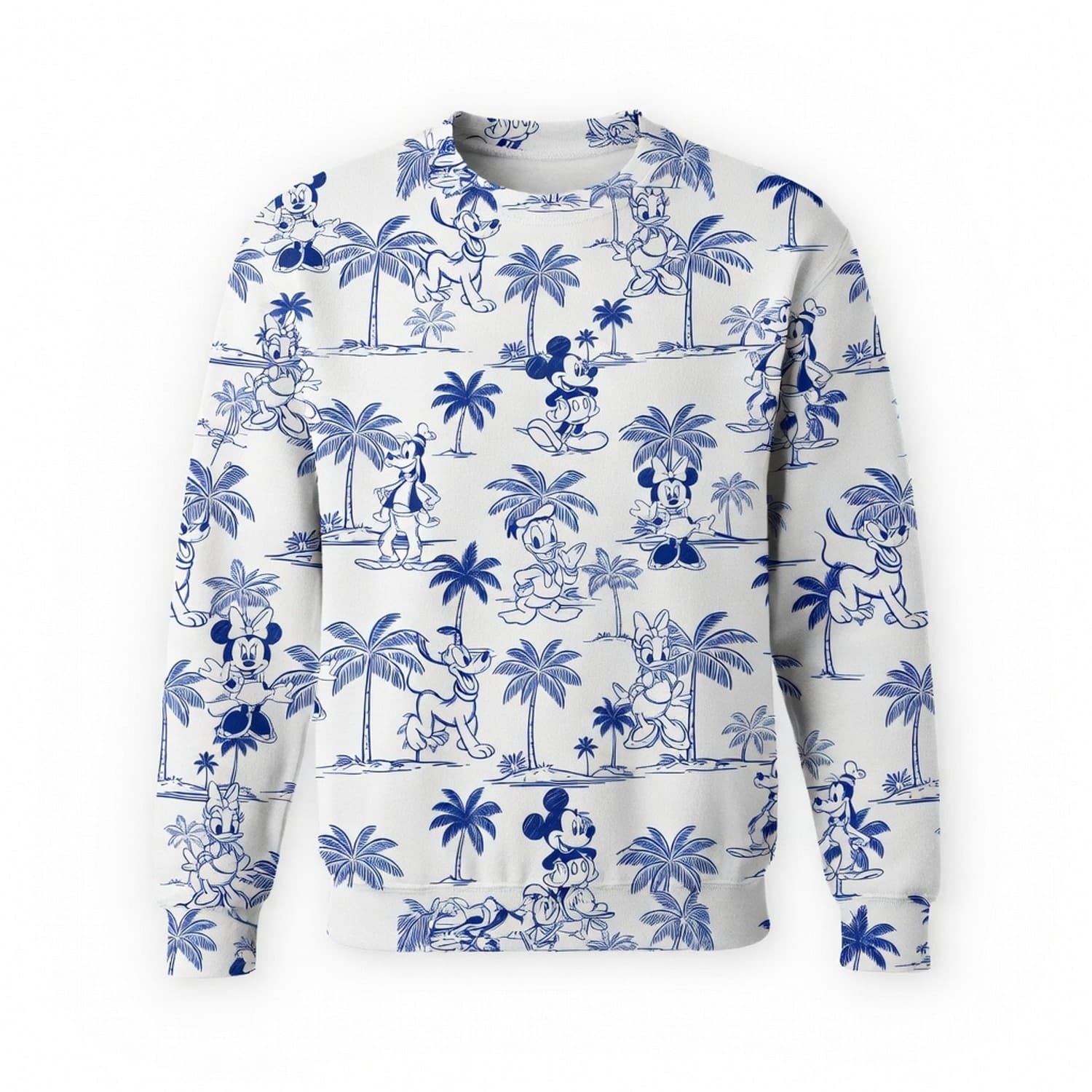 Tropical Toile Mouse & Friends Blue Palm Tree AOP Apparel
