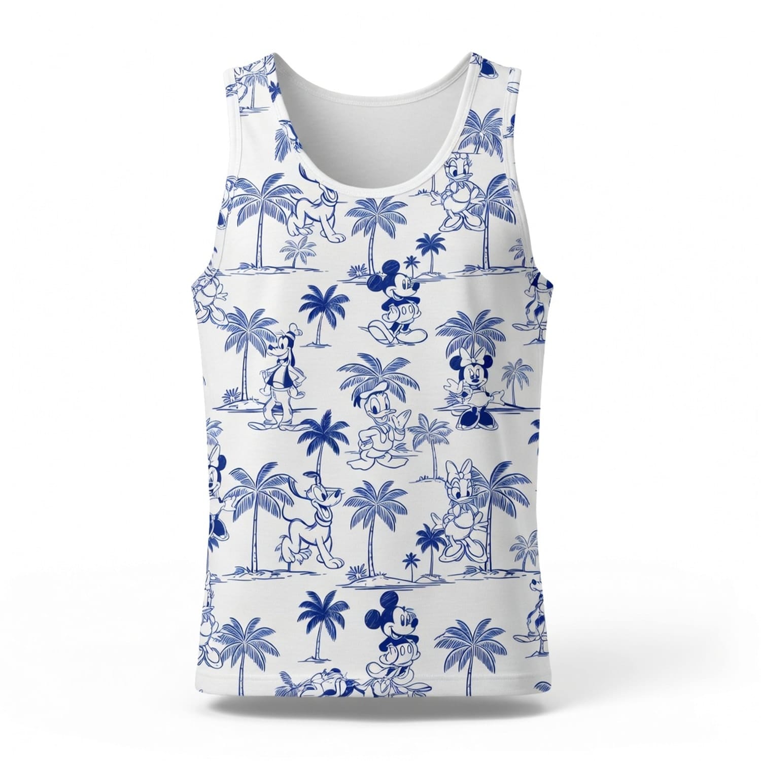 Tropical Toile Mouse & Friends Blue Palm Tree AOP Apparel