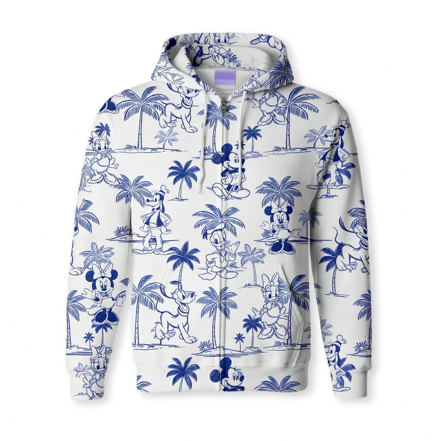 Tropical Toile Mouse & Friends Blue Palm Tree AOP Apparel
