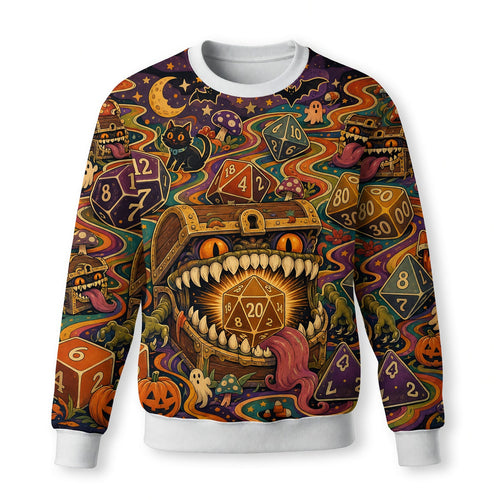 Mimic Dice Halloween AOP T-Shirt - RPG Tabletop Fantasy Art