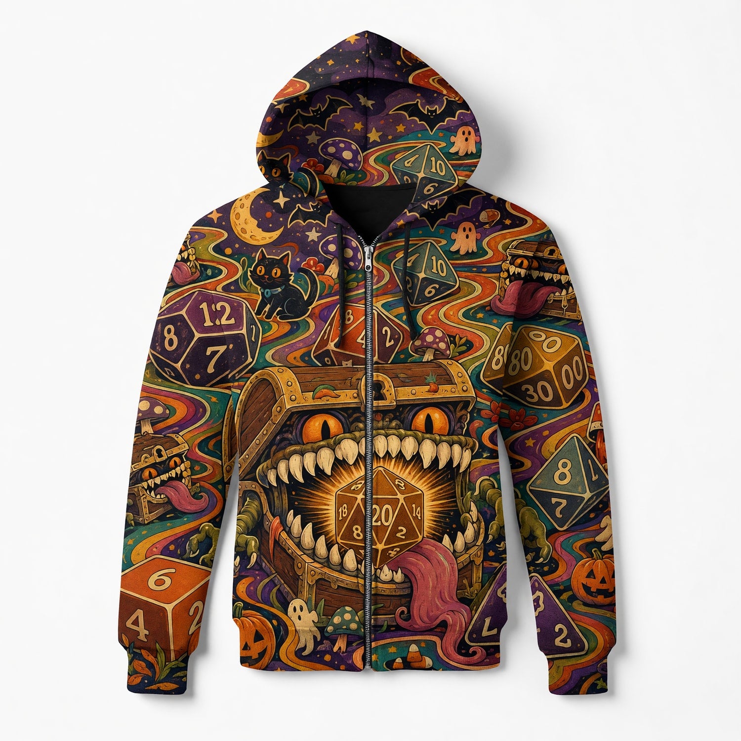 Mimic Dice Halloween AOP T-Shirt - RPG Tabletop Fantasy Art