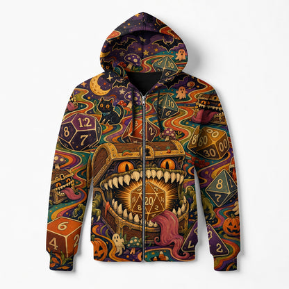 Mimic Dice Halloween AOP T-Shirt - RPG Tabletop Fantasy Art