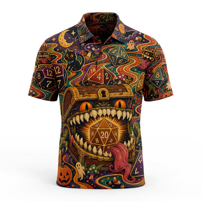 Mimic Dice Halloween AOP T-Shirt - RPG Tabletop Fantasy Art