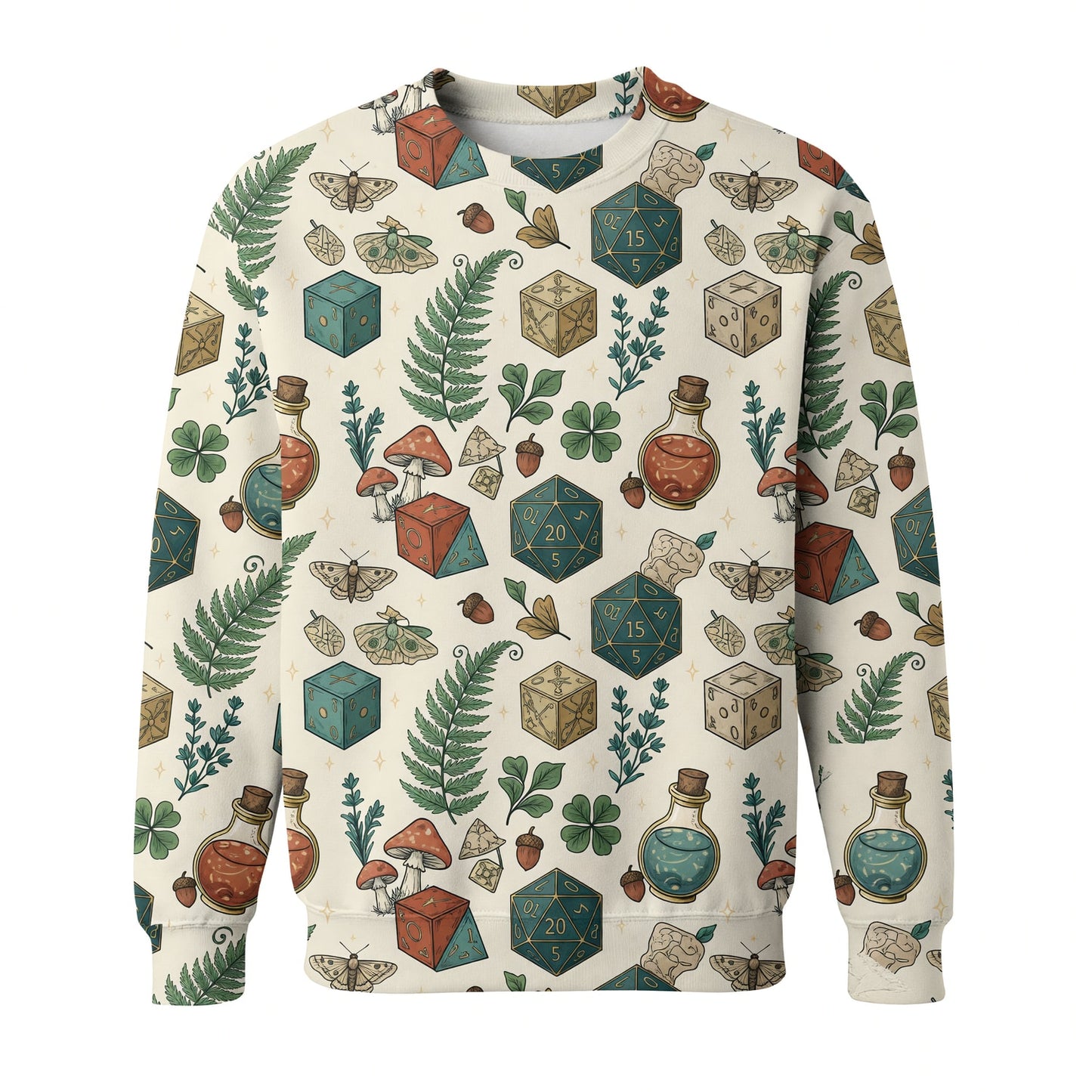 Dice Potion AOP T-Shirt - Fantasy Mushroom RPG Forest Pattern