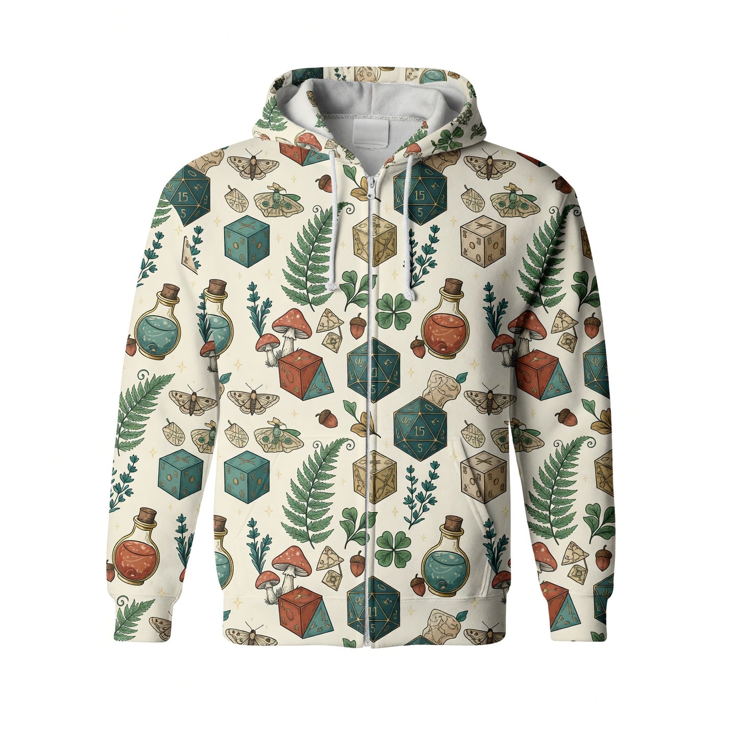 Dice Potion AOP T-Shirt - Fantasy Mushroom RPG Forest Pattern